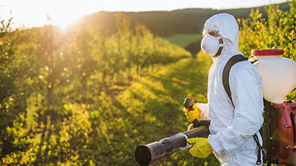 spraying pesticides in nature